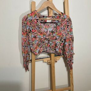 SO brand,Women’s Long sleeve, multicolored top keyhole tie in front, size medium